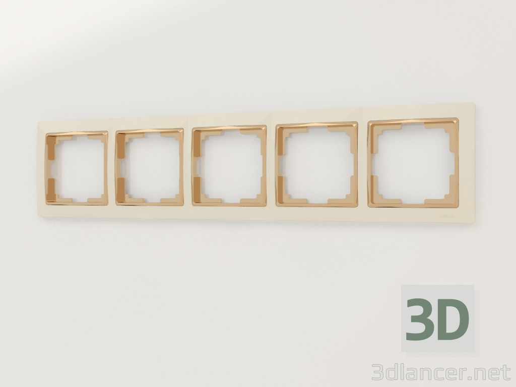 3d модель Рамка на 5 постов Snabb (слоновая кость-золото) – превью