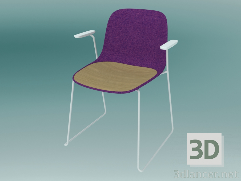 Modelo 3d Cadeira com braços SEELA (S314 com estofo e almofada de madeira) - preview