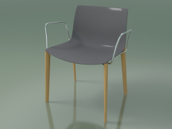 Cadeira 2084 (4 pernas de madeira, com braços, polipropileno PO00412, carvalho natural)