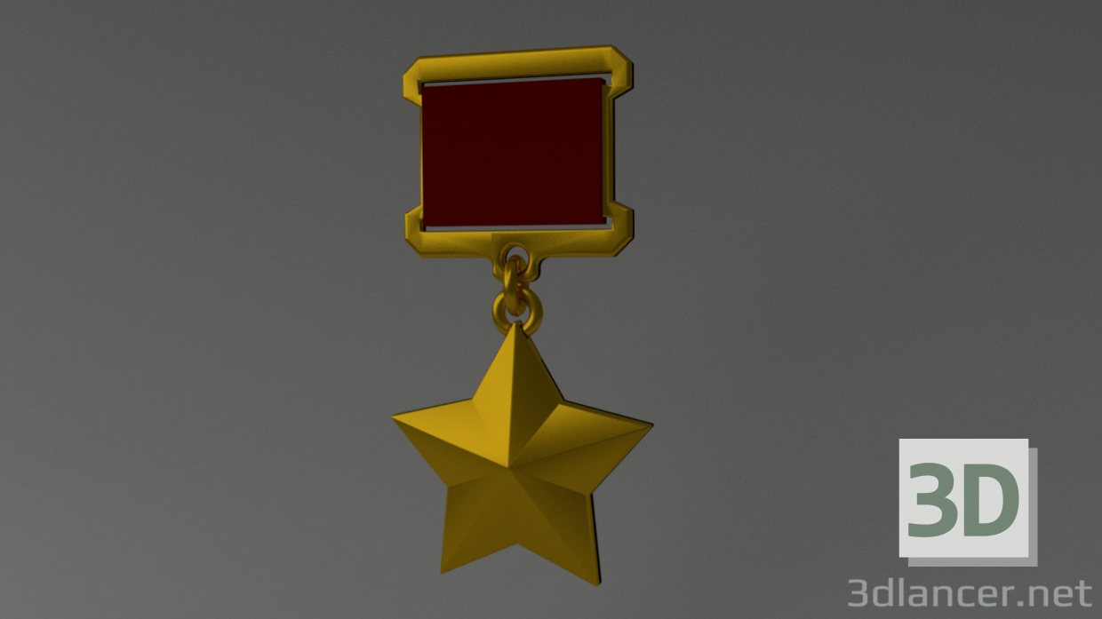 3D altın yıldız modeli satın - render