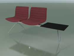 Banco 2037 (doble, con una mesa, con tapicería de tela)