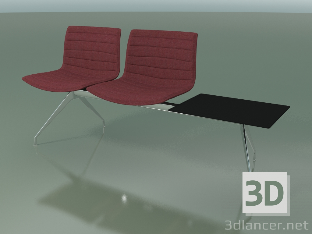 3 डी मॉडल बेंच 2037 (डबल, एक टेबल के साथ, कपड़े असबाब के साथ) - पूर्वावलोकन