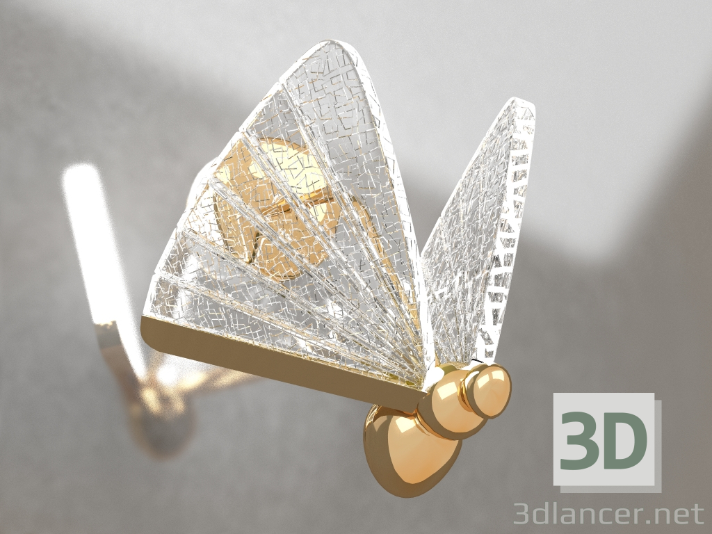 3 डी मॉडल मस्तक तितली सोना (08444.33) - पूर्वावलोकन