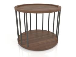 Прикроватная тумбочка-приставной столик, отделка шпона ореха F, темно-серый матовый лак (H45 D55 см)