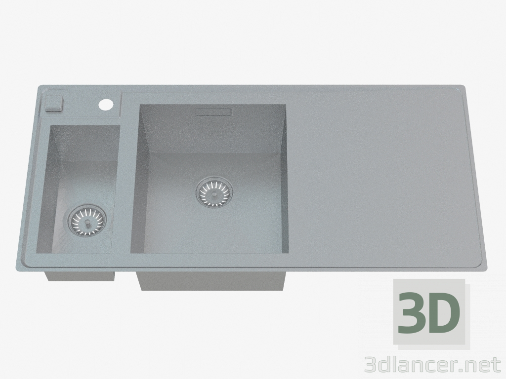 3d model Sink, 1,5 bowl with a wing for drying - satin Sinope (ZDS 051P) - preview