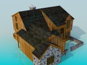 Casa de madera con piedra