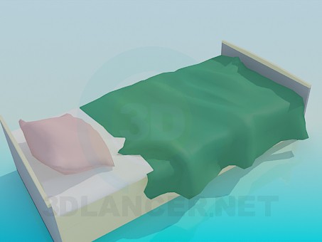 3d модель Односпальне ліжко – превью 3d модель Односпальне ліжко – превью
