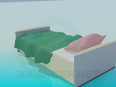 3d модель Односпальне ліжко – превью 3d модель Односпальне ліжко – превью