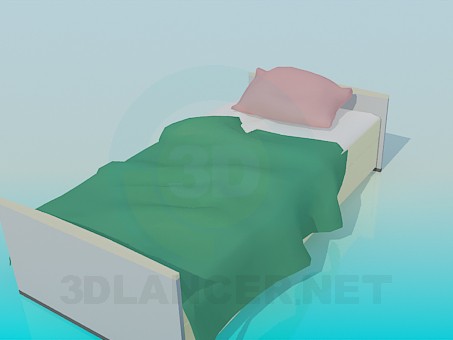 3d модель Односпальне ліжко – превью 3d модель Односпальне ліжко – превью
