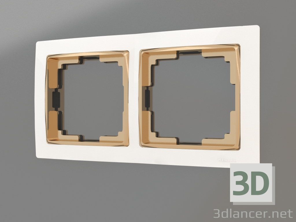 3D Modell Rahmen für 2 Pfosten Snabb (weiß-gold) - Vorschau