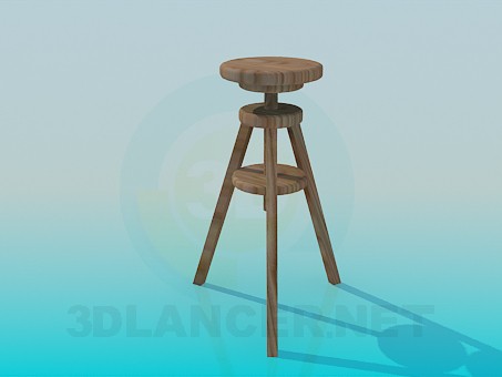 3d model Three-legged wooden stool - preview 3d model Three-legged wooden stool - preview