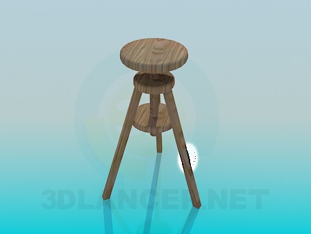 3d model Three-legged wooden stool - preview 3d model Three-legged wooden stool - preview