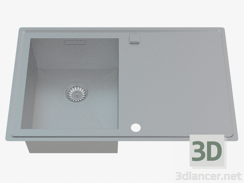 modello 3D Lavello, 1 vasca con un'ala per asciugatura - raso Sinope (ZDS 011P) - anteprima