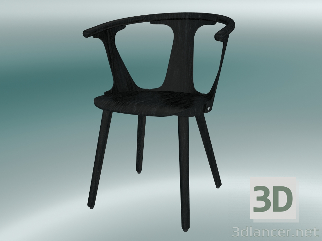 modello 3D Sedia in mezzo (SK1, H 77cm, 58x54cm, rovere laccato nero) - anteprima