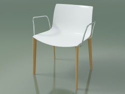 Stuhl 2084 (4 Holzbeine, mit Armlehnen, Polypropylen PO00401, natürliche Eiche)
