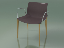 Chair 2084 (4 wooden legs, with armrests, polypropylene PO00404, natural oak)