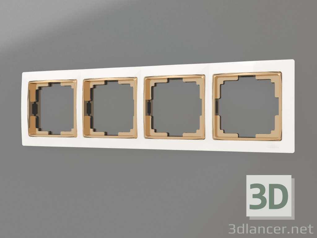 3D Modell Rahmen für 4 Pfosten Snabb (weiß-gold) - Vorschau