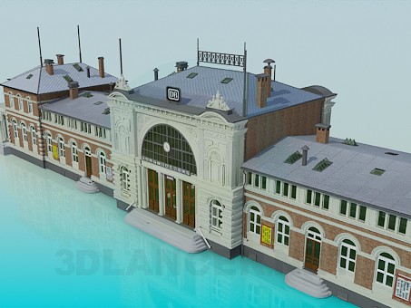 modelo 3D Edificio de la estación de ferrocarril - escuchar modelo 3D Edificio de la estación de ferrocarril - escuchar