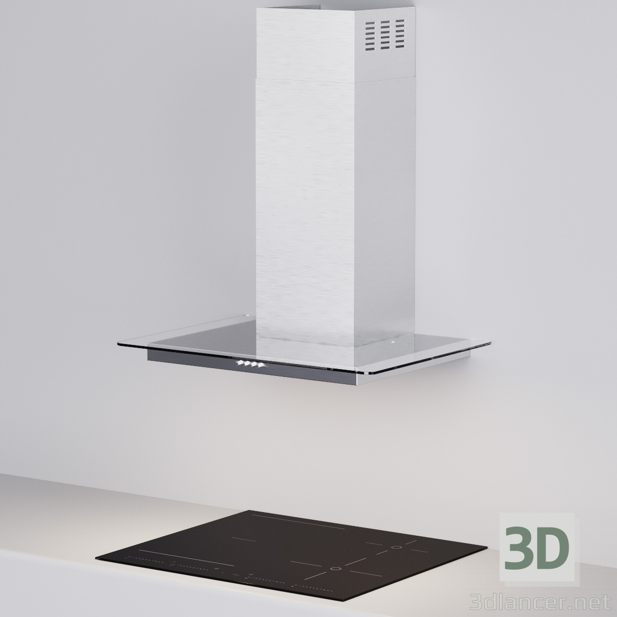 modèle 3D de Hotte Ikea VINDIG et table de cuisson Ikea UTRULIG acheter - rendu