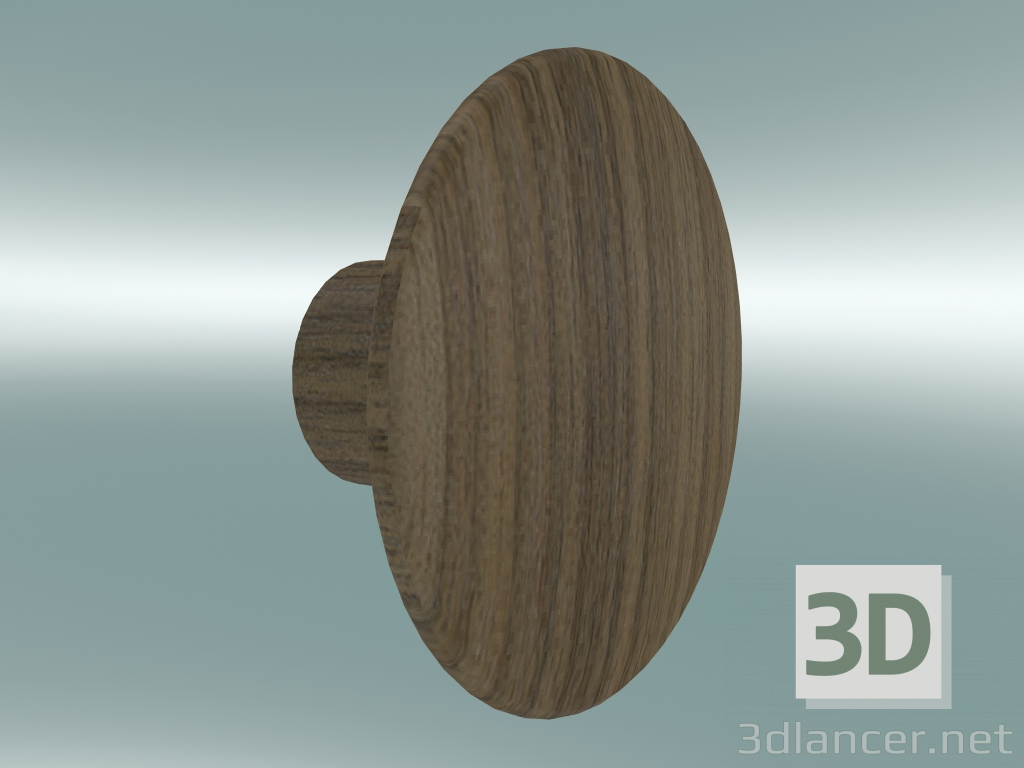 modello 3D Appendiabiti Dots Wood (Ø9 cm, Noce) - anteprima