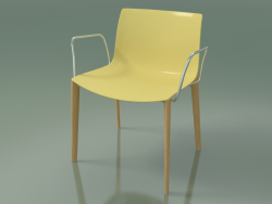 Stuhl 2084 (4 Holzbeine, mit Armlehnen, Polypropylen PO00415, natürliche Eiche)
