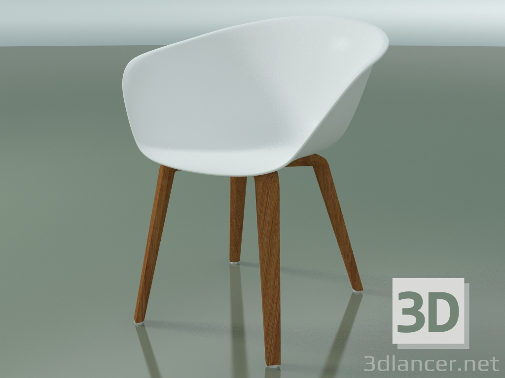 modello 3D Poltrona 4203 (4 gambe in legno, effetto teak, PP0001) - anteprima