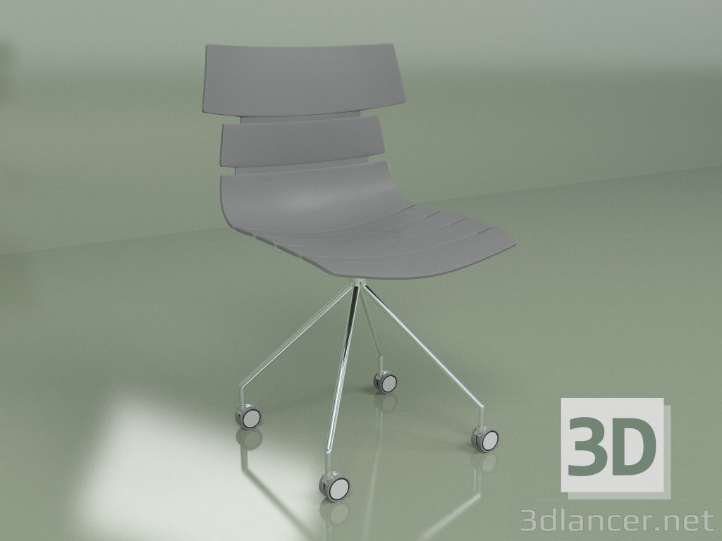 3 डी मॉडल पहियों पर वापसी कुर्सी (ग्रे) - पूर्वावलोकन