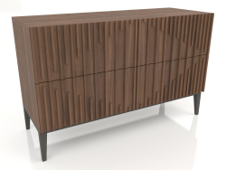 Cómoda chapada en nogal acabado F, lacado gris oscuro mate (120x45x75 cm)