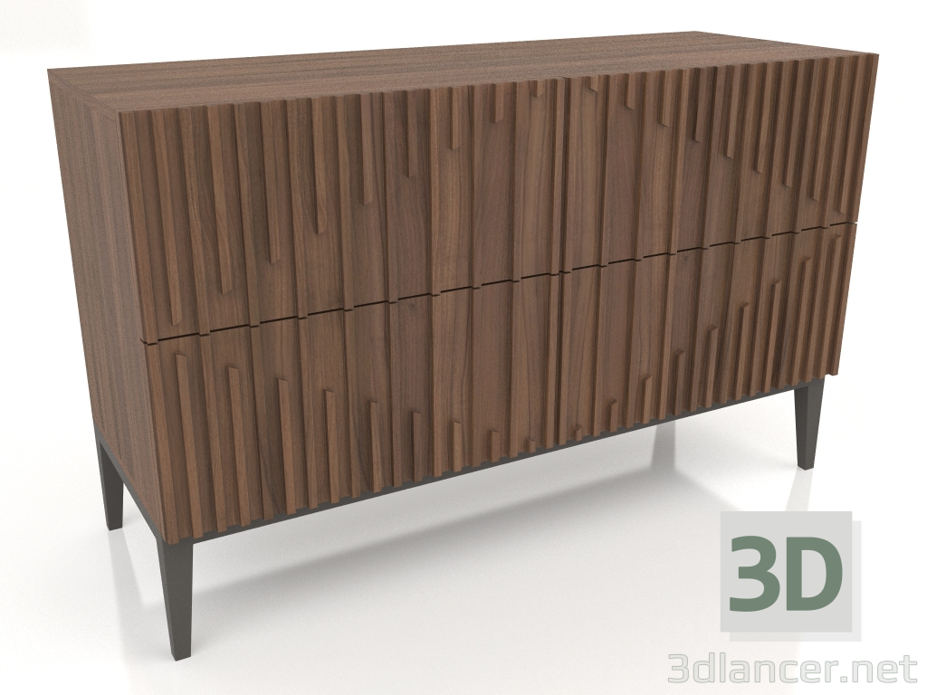 3d модель Комод, обробка шпон горіха F, темно-сірий матовий лак (120x45x75 см) – превью