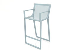High stool with a high back and armrests (Blue gray)