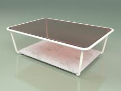 Tavolino 002 (Vetro Bronzato, Metallo Latte, Marmo Carrara)
