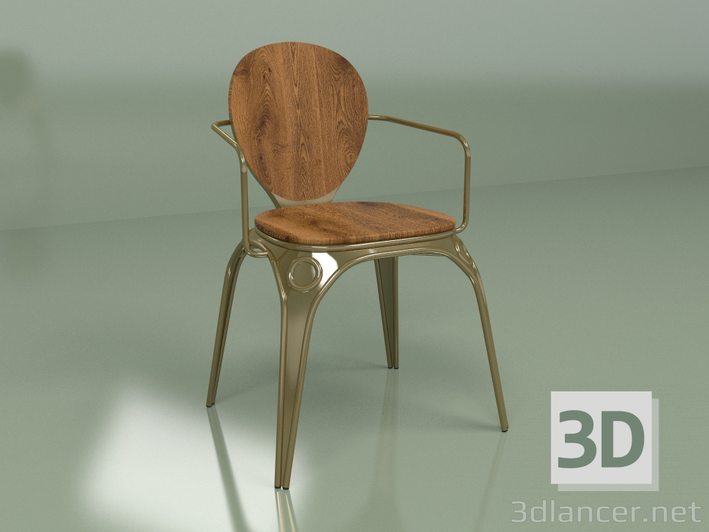 3D Modell Stuhl Louix (Walnuss, golden) - Vorschau