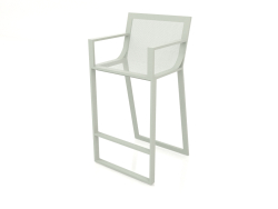 High stool with a high back and armrests (Cement gray)