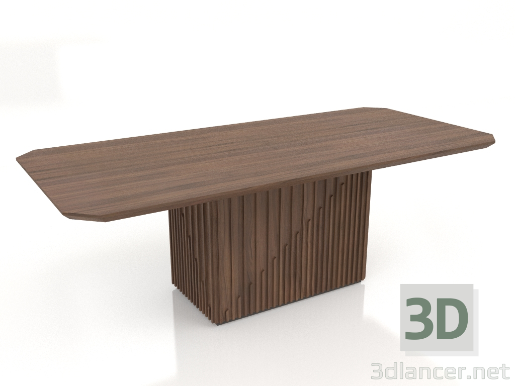 3d модель Обідній стіл, обробка шпону горіха F, темно-сірий матовий лак (220x100x75 см) – превью