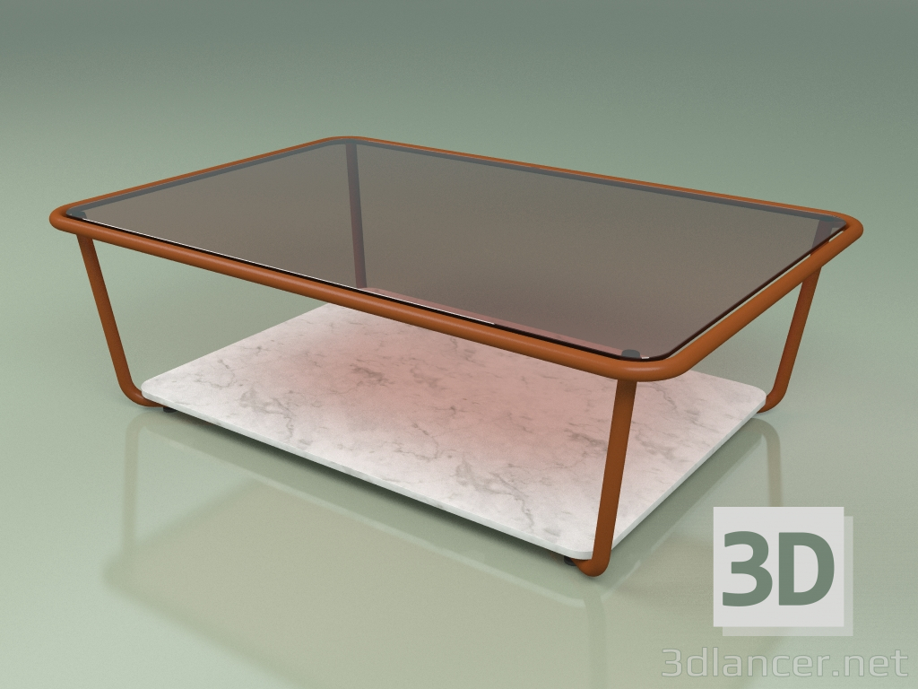 modello 3D Tavolino 002 (Vetro Bronzato, Metallo Ruggine, Marmo Carrara) - anteprima