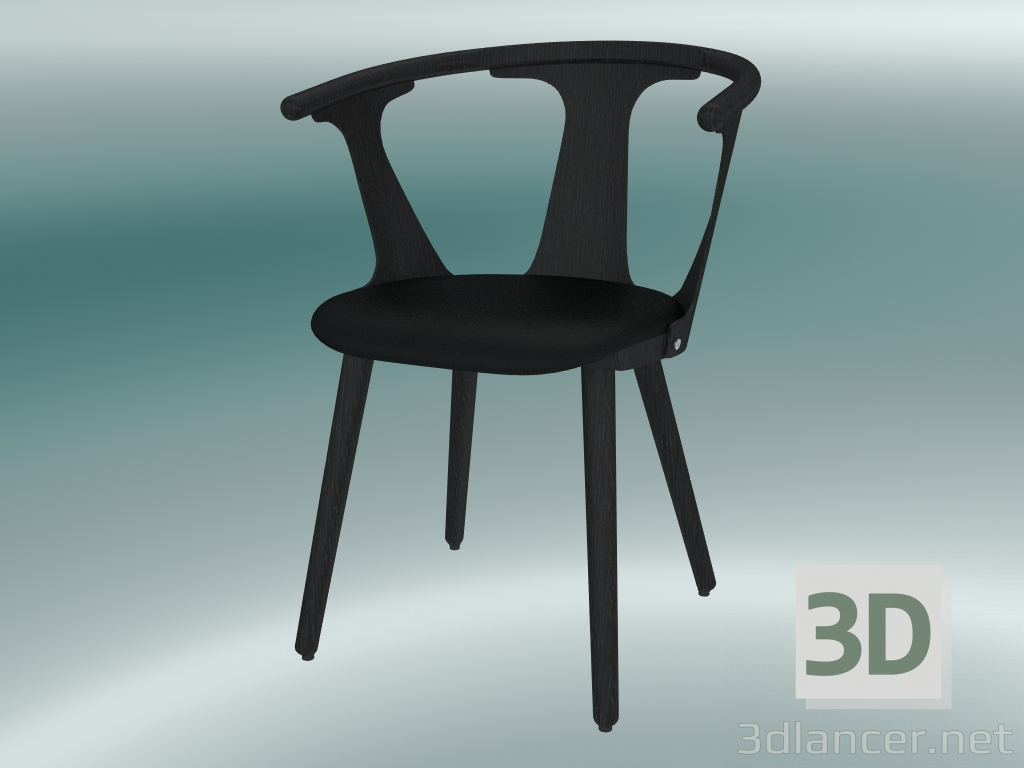 3D Modell Stuhl dazwischen (SK2, H 77 cm, 58 x 54 cm, schwarz lackierte Eiche, Leder - schwarze Seide) - Vorschau