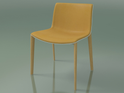 Chaise 2086 (4 pieds en bois, polypropylène PO00401, avec garniture avant en cuir, chêne naturel)