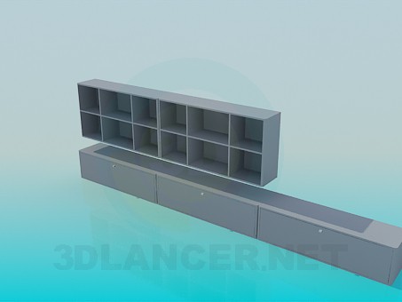 modelo 3D Pedestal bajo alargada y el sistema de estante de pared - escuchar modelo 3D Pedestal bajo alargada y el sistema de estante de pared - escuchar