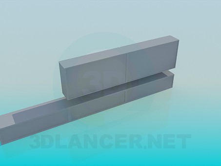 modelo 3D Pedestal bajo alargada y el sistema de estante de pared - escuchar modelo 3D Pedestal bajo alargada y el sistema de estante de pared - escuchar