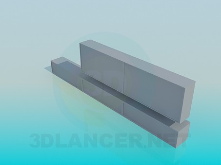 modelo 3D Pedestal bajo alargada y el sistema de estante de pared - escuchar modelo 3D Pedestal bajo alargada y el sistema de estante de pared - escuchar