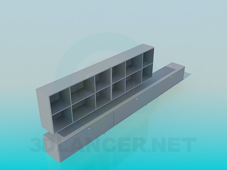 modelo 3D Pedestal bajo alargada y el sistema de estante de pared - escuchar modelo 3D Pedestal bajo alargada y el sistema de estante de pared - escuchar