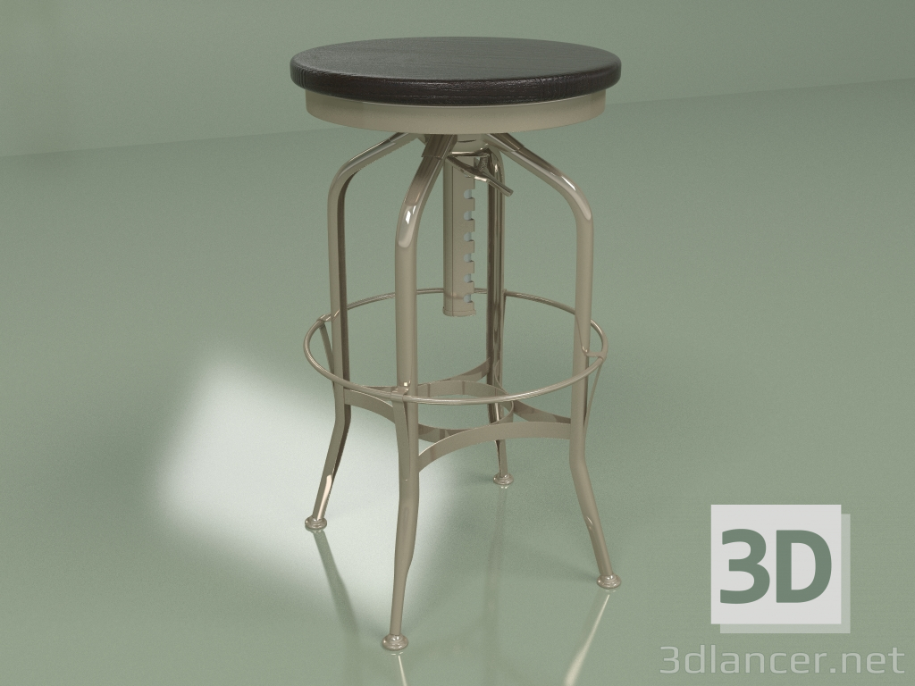 3d model Bar stool Toledo Rondeau without back (solid willow, dark brown) - preview