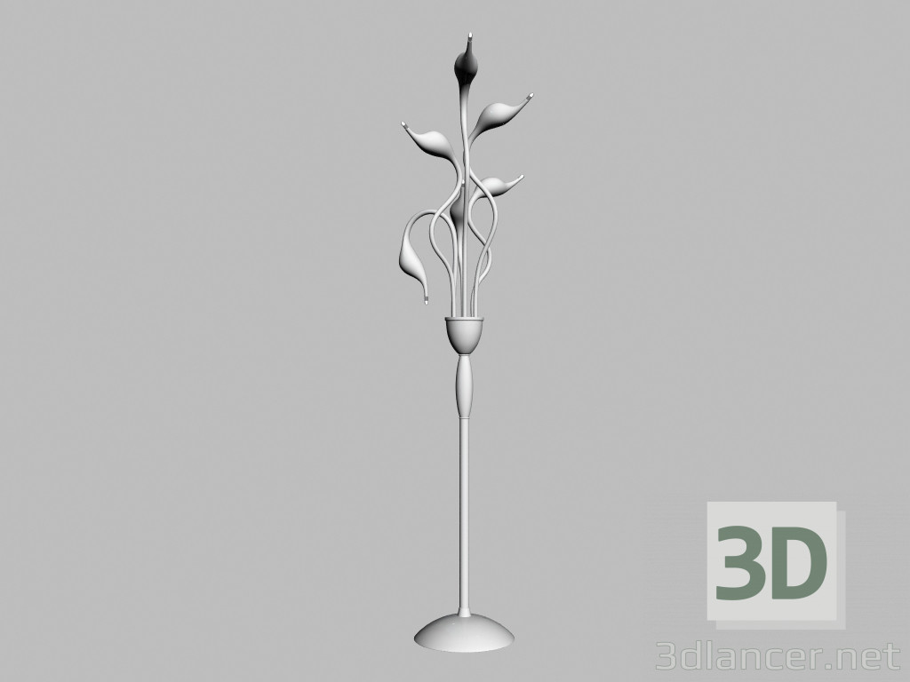 modello 3D Lampada da terra cigno bianco ml8098-6a - anteprima