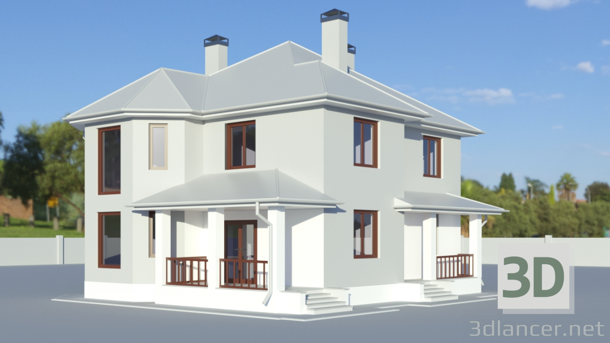 Modelo 3d Cottage 2level - preview