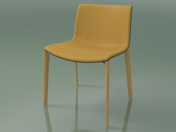 Chaise 2086 (4 pieds en bois, polypropylène PO00404, avec garniture avant en cuir, chêne naturel)