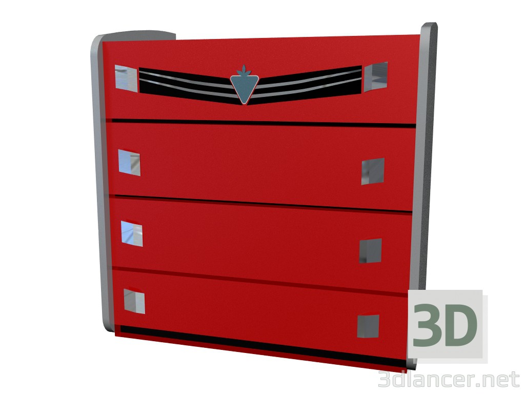 3d model 4 drawer dresser - preview