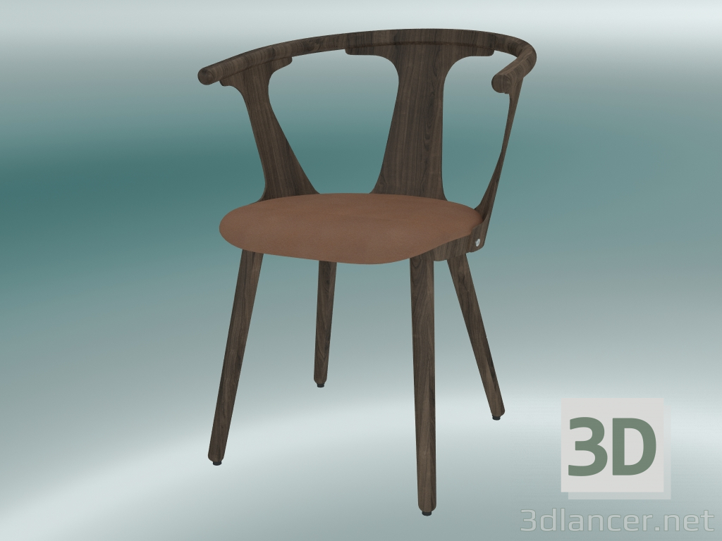 modello 3D Sedia in mezzo (SK2, H 77cm, 58x54cm, rovere oliato fumé, Pelle - Cognac Silk) - anteprima