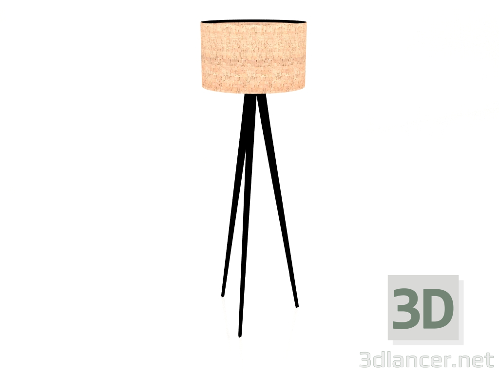 3d model Lámpara de pie Trípode (Corcho-Negro) - vista previa