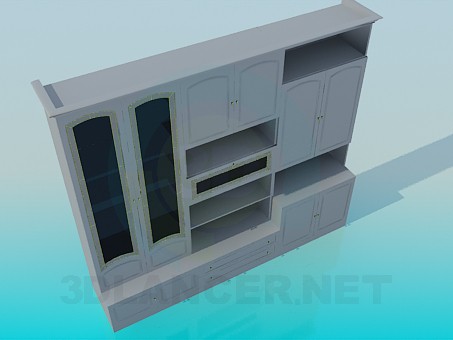 modelo 3D Unidad de pared en la sala de estar - escuchar modelo 3D Unidad de pared en la sala de estar - escuchar
