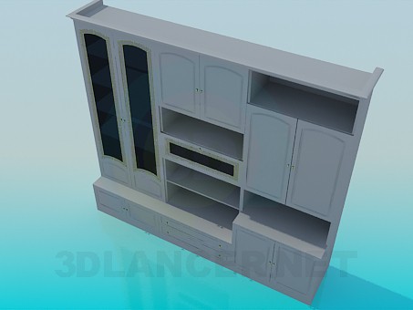 modelo 3D Unidad de pared en la sala de estar - escuchar modelo 3D Unidad de pared en la sala de estar - escuchar